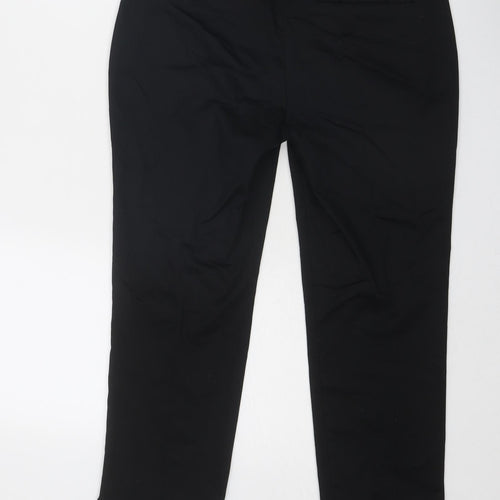 Zara Womens Black Cotton Trousers Size S Regular Zip - Hem Detail