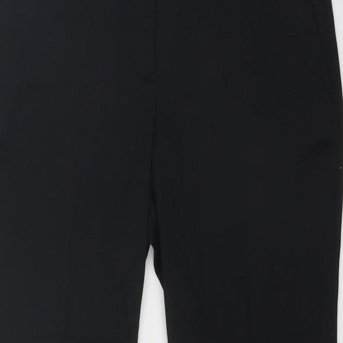 Zara Womens Black Cotton Trousers Size S Regular Zip - Hem Detail