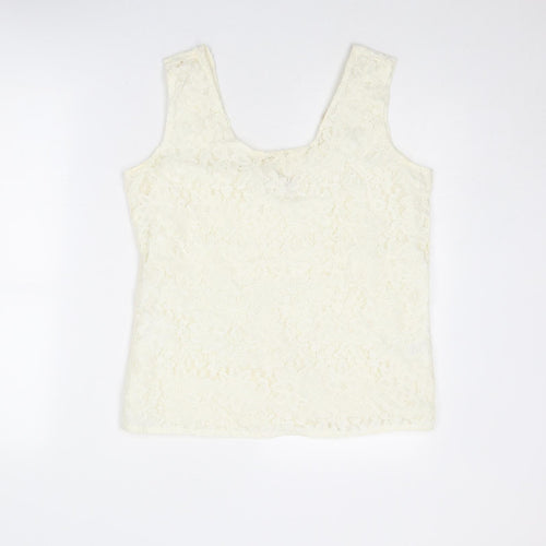 Richards Womens Ivory Viscose Basic Tank Size 12 Round Neck