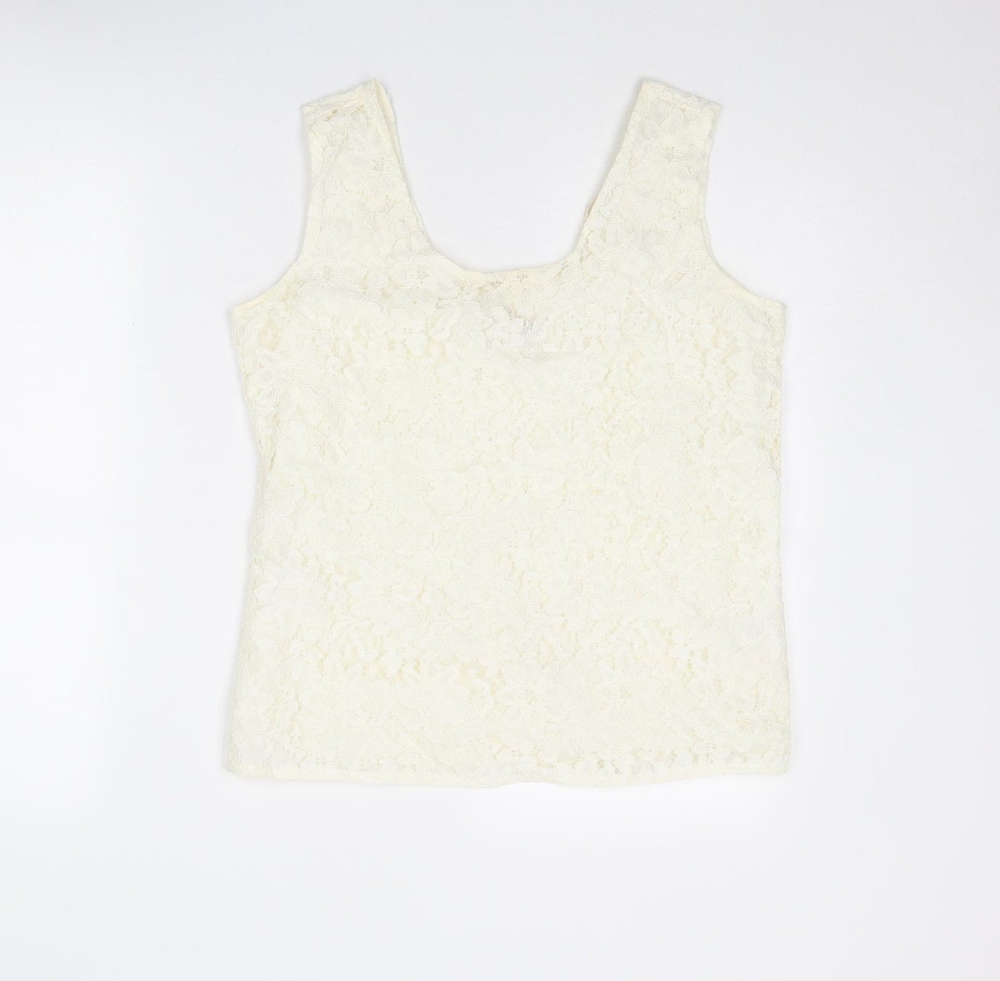 Richards Womens Ivory Viscose Basic Tank Size 12 Round Neck