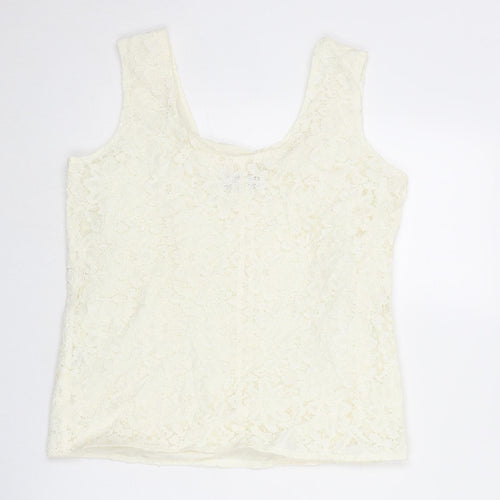 Richards Womens Ivory Viscose Basic Tank Size 12 Round Neck