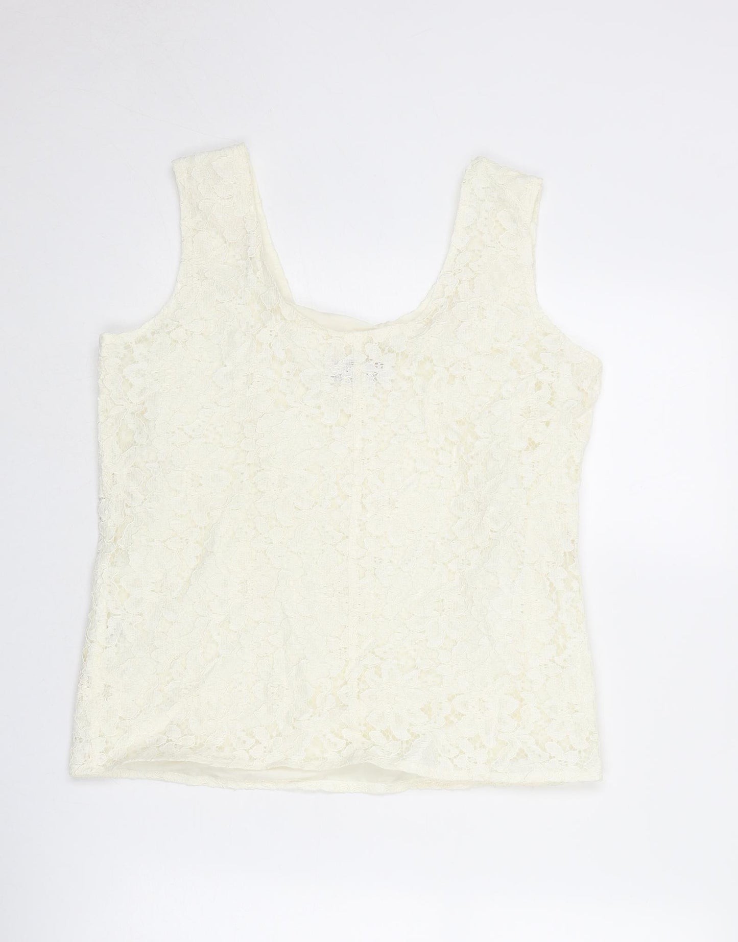 Richards Womens Ivory Viscose Basic Tank Size 12 Round Neck