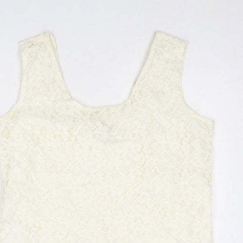 Richards Womens Ivory Viscose Basic Tank Size 12 Round Neck