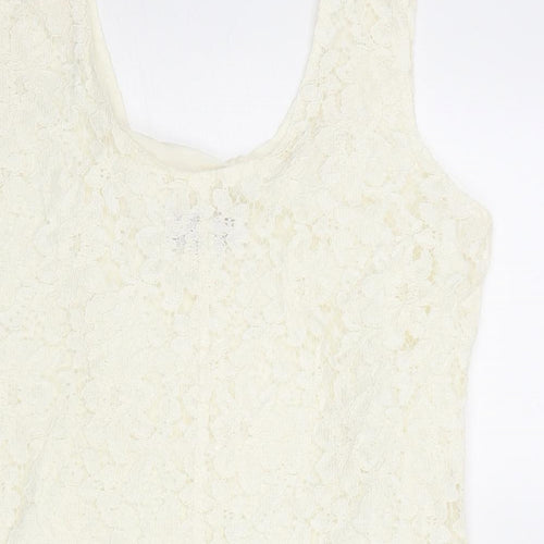 Richards Womens Ivory Viscose Basic Tank Size 12 Round Neck