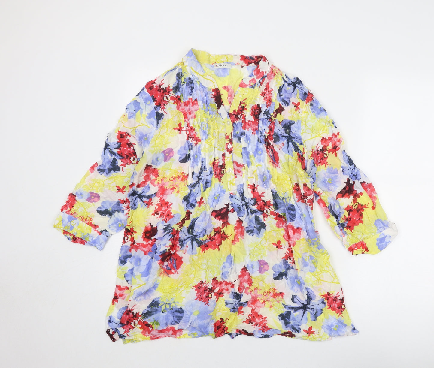 Damart Womens Multicoloured Floral Viscose Basic Blouse Size 18 V-Neck