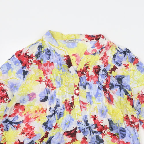 Damart Womens Multicoloured Floral Viscose Basic Blouse Size 18 V-Neck