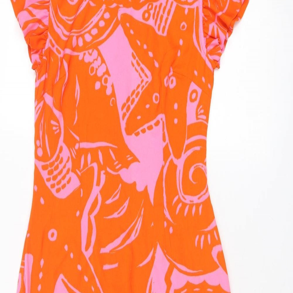 Never Fully Dressed Womens Red Geometric Polyester Mermaid Size 8 Round Neck Zip