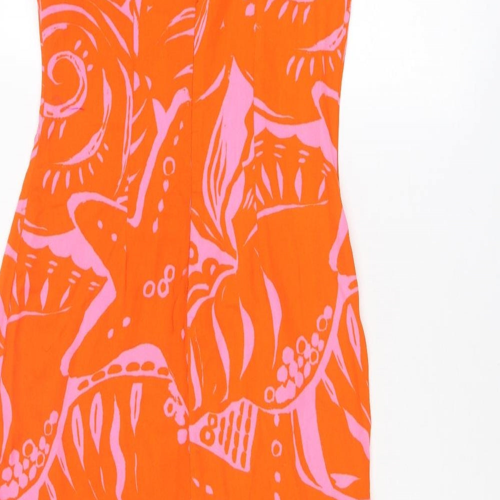 Never Fully Dressed Womens Red Geometric Polyester Mermaid Size 8 Round Neck Zip