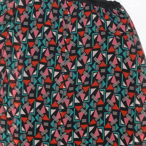 Be Beau Womens Multicoloured Geometric Polyester Basic Blouse Size 14 One Shoulder