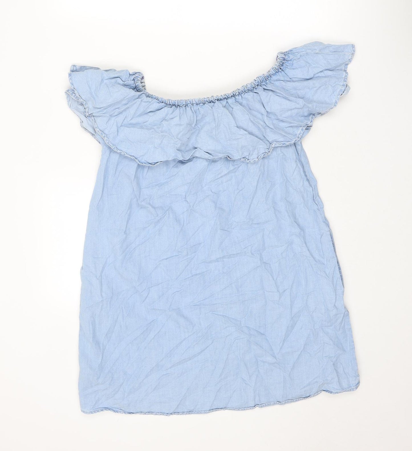 Zara Womens Blue Lyocell A-Line Size XS Off the Shoulder Pullover