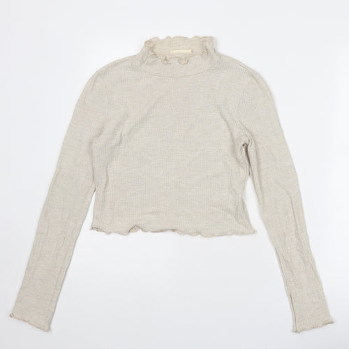 Sozy Womens Beige High Neck Viscose Pullover Jumper Size M - Lettuce Hem