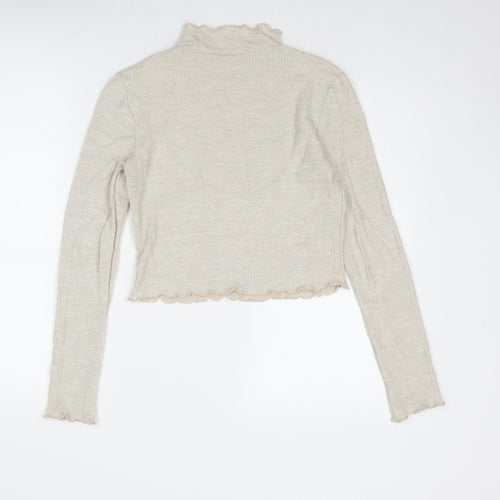 Sozy Womens Beige High Neck Viscose Pullover Jumper Size M - Lettuce Hem