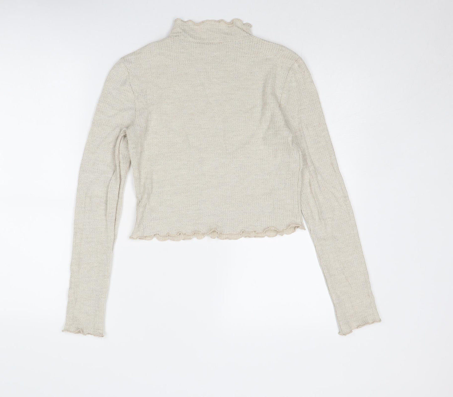 Sozy Womens Beige High Neck Viscose Pullover Jumper Size M - Lettuce Hem