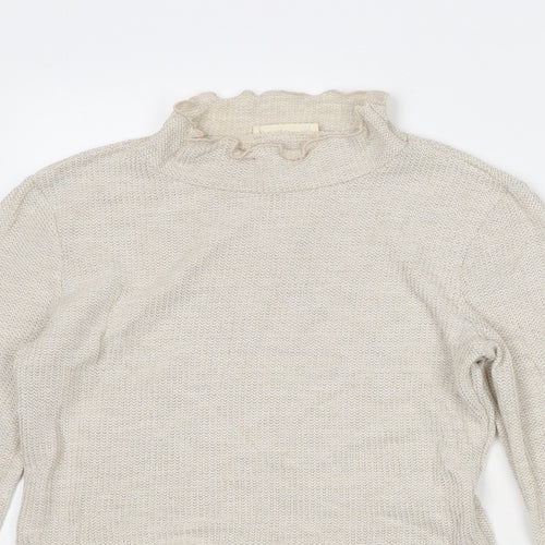 Sozy Womens Beige High Neck Viscose Pullover Jumper Size M - Lettuce Hem