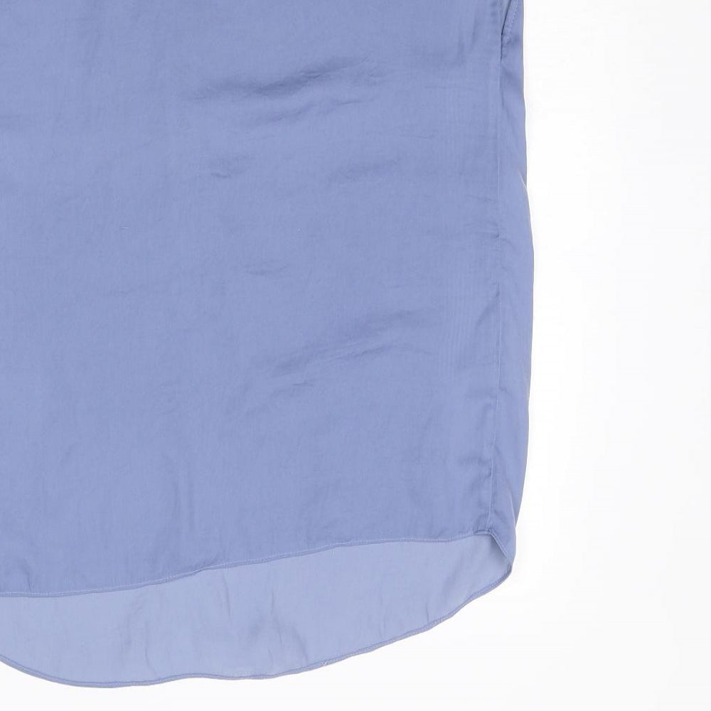 Zara Womens Blue Polyester Basic T-Shirt Size XS Boat Neck - Front Detail