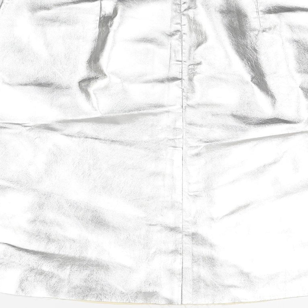 Vera & Lucy Womens Silver Polyester A-Line Skirt Size S Zip