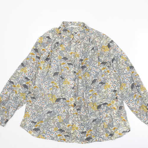 H&M Womens Multicoloured Floral Polyester Basic Button-Up Size 18 Collared