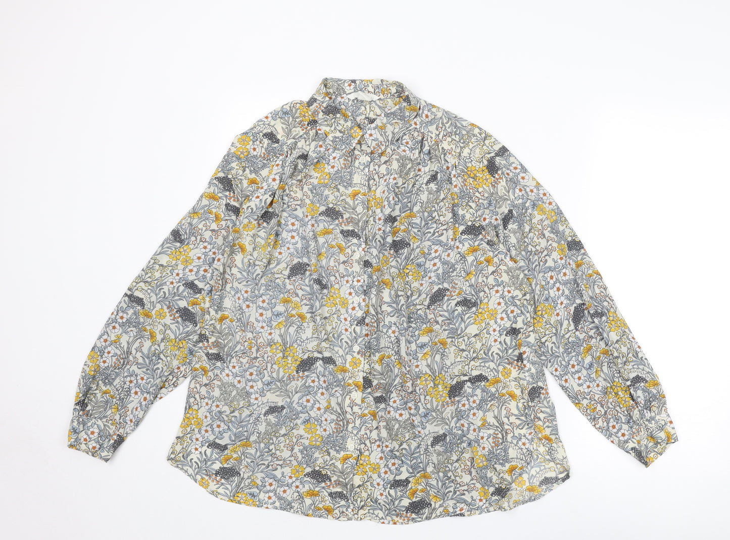H&M Womens Multicoloured Floral Polyester Basic Button-Up Size 18 Collared