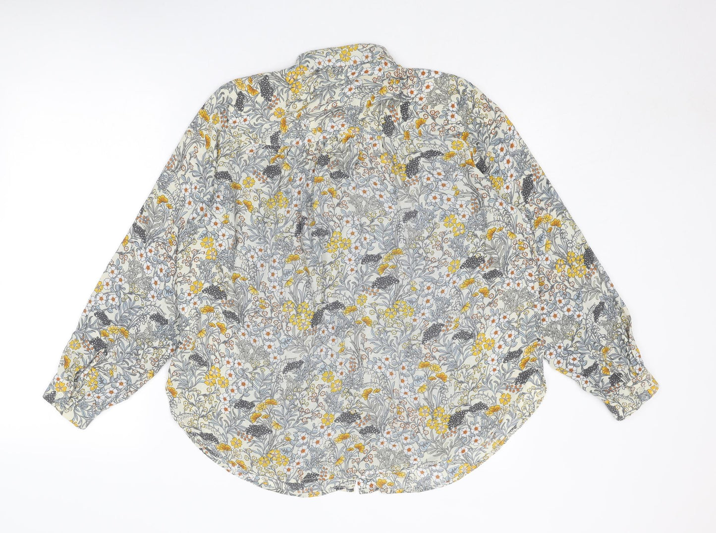 H&M Womens Multicoloured Floral Polyester Basic Button-Up Size 18 Collared