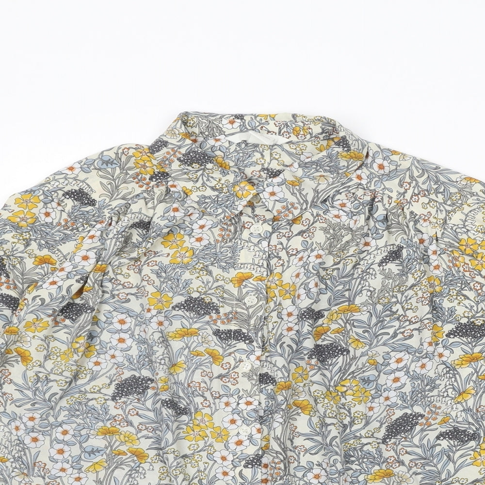H&M Womens Multicoloured Floral Polyester Basic Button-Up Size 18 Collared