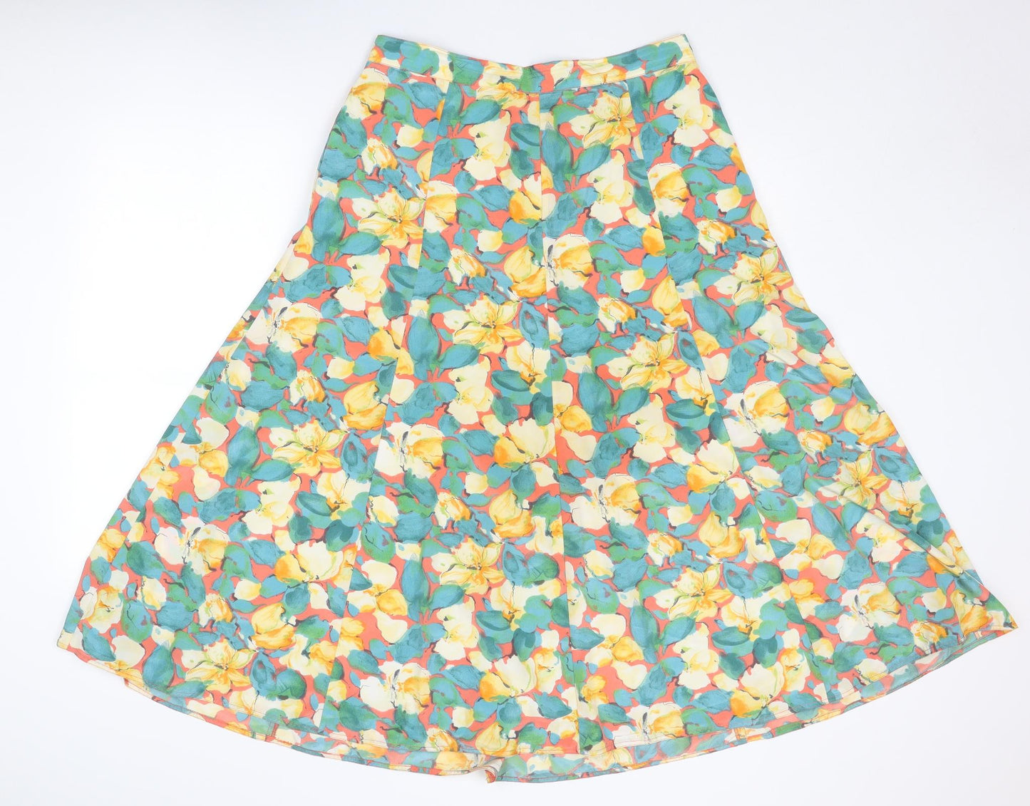 Viyella Womens Multicoloured Floral Polyester Swing Skirt Size 16 Zip