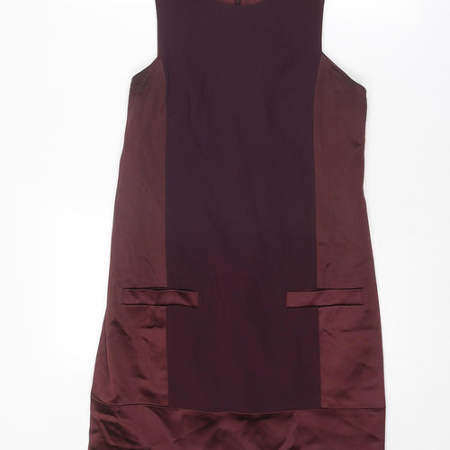 French Connection Womens Purple Colourblock Acetate Shift Size 10 Round Neck Zip