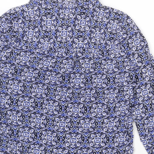 Marks and Spencer Womens Multicoloured Geometric Viscose Basic Button-Up Size 8 Collared