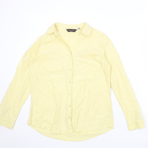 Dorothy Perkins Womens Yellow Cotton Basic Button-Up Size 10 Collared