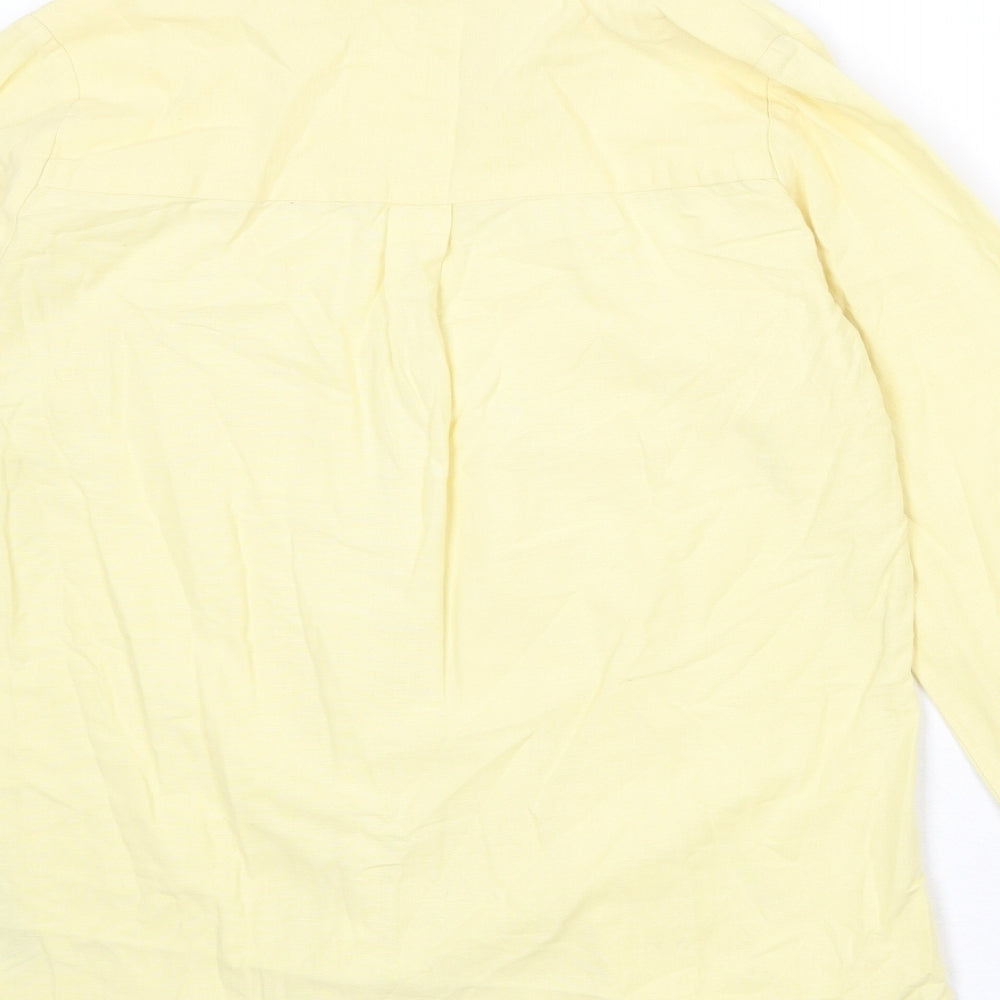 Dorothy Perkins Womens Yellow Cotton Basic Button-Up Size 10 Collared
