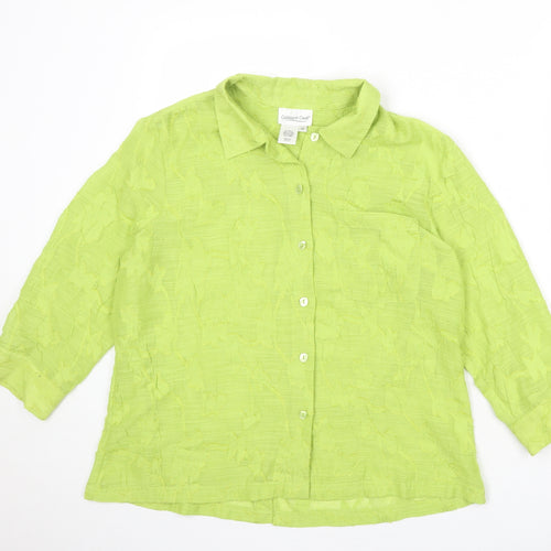 Coldwater Creek Womens Green Polyester Basic Button-Up Size M Collared