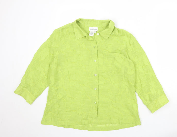 Coldwater Creek Womens Green Polyester Basic Button-Up Size M Collared