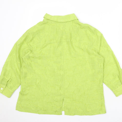 Coldwater Creek Womens Green Polyester Basic Button-Up Size M Collared