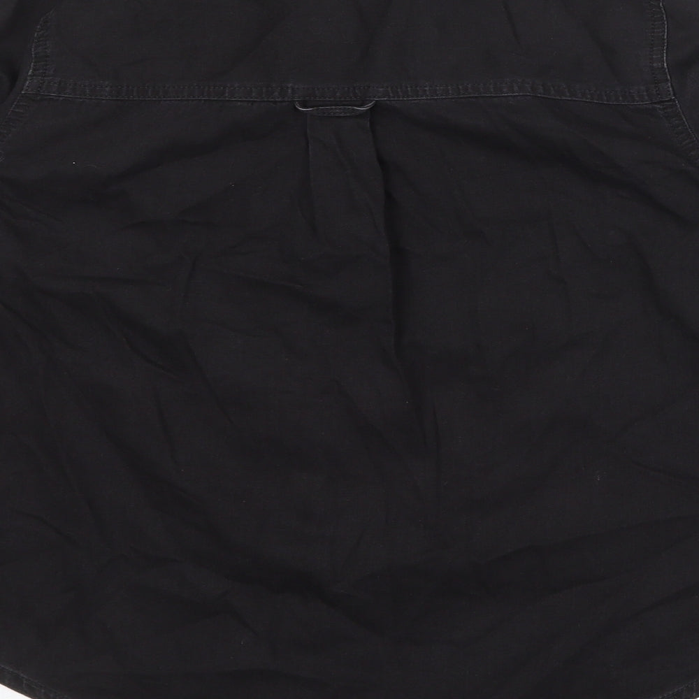 Marks and Spencer Womens Black 100% Cotton Basic Button-Up Size 8 Collared
