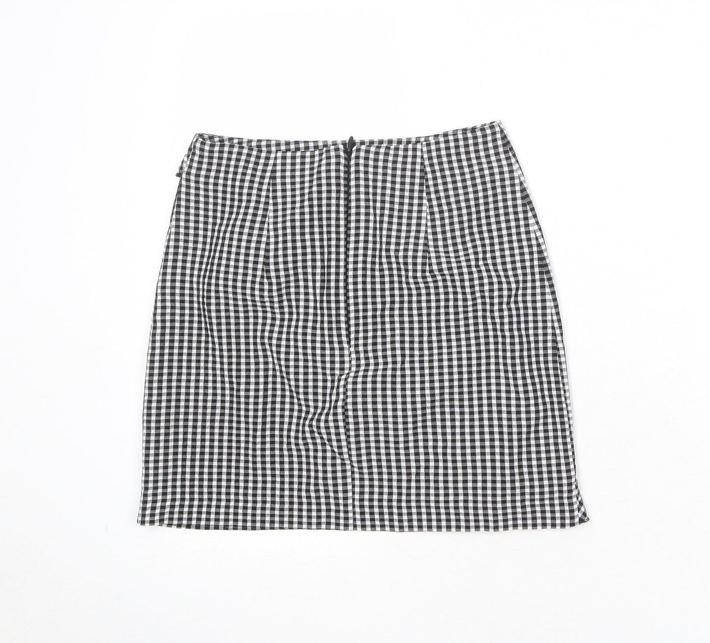 H&M Womens Multicoloured Check Viscose A-Line Skirt Size 8 Zip