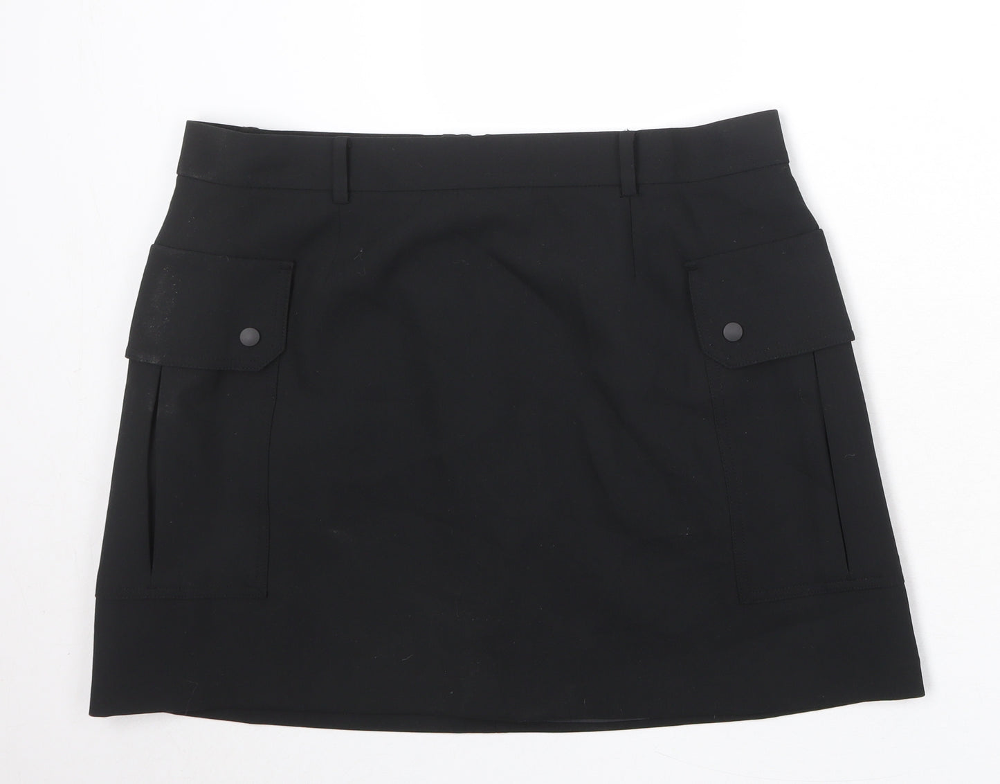 Marks and Spencer Womens Black Polyester Cargo Skirt Size 18 Zip