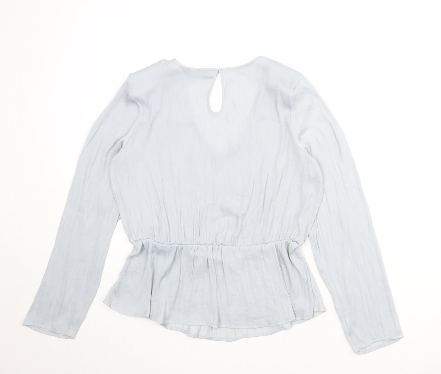 Marks and Spencer Womens Grey Polyester Basic Blouse Size 12 V-Neck