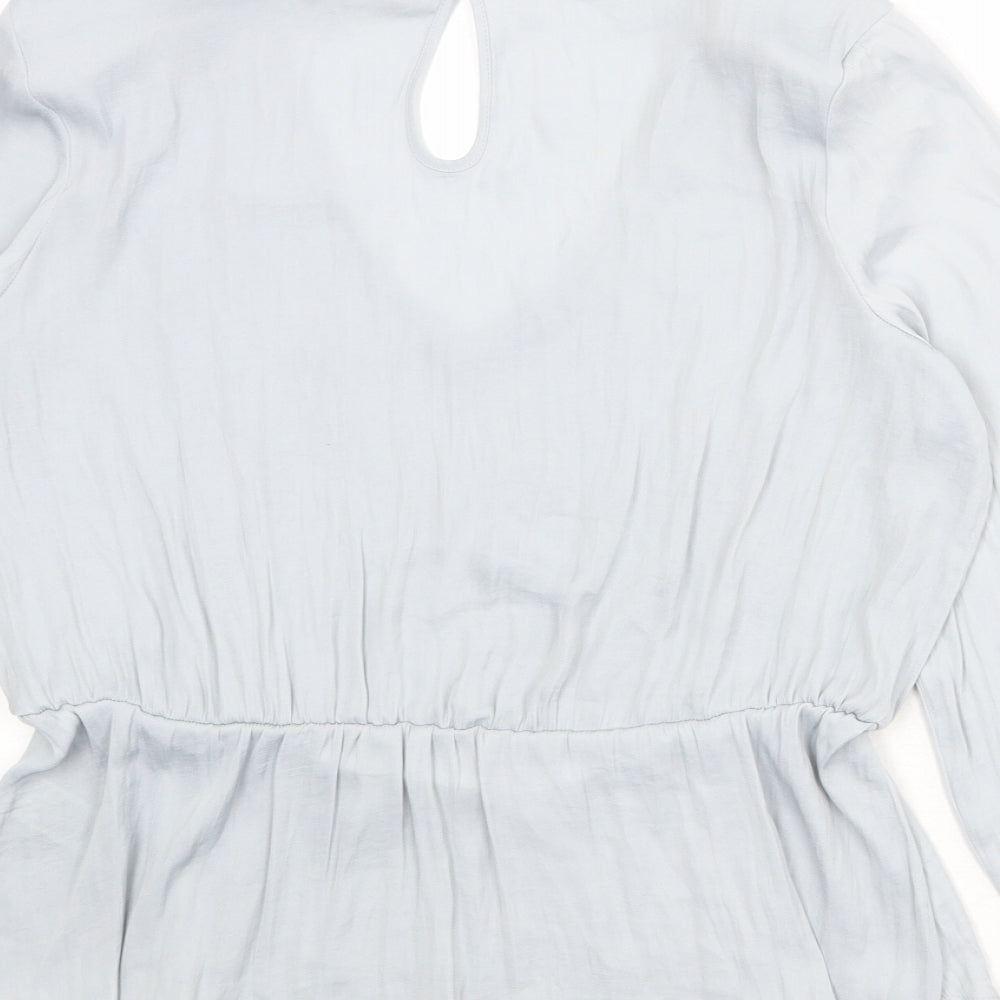 Marks and Spencer Womens Grey Polyester Basic Blouse Size 12 V-Neck