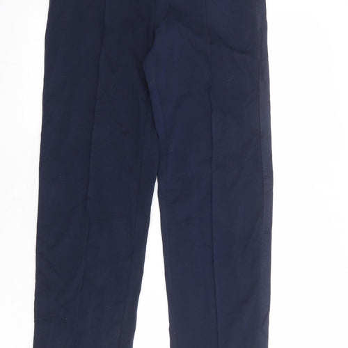 Marks and Spencer Womens Blue Cotton Trousers Size 8 Regular Drawstring - Zipped Pockets