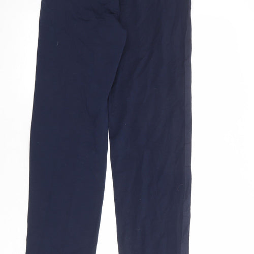 Marks and Spencer Womens Blue Cotton Trousers Size 8 Regular Drawstring - Zipped Pockets
