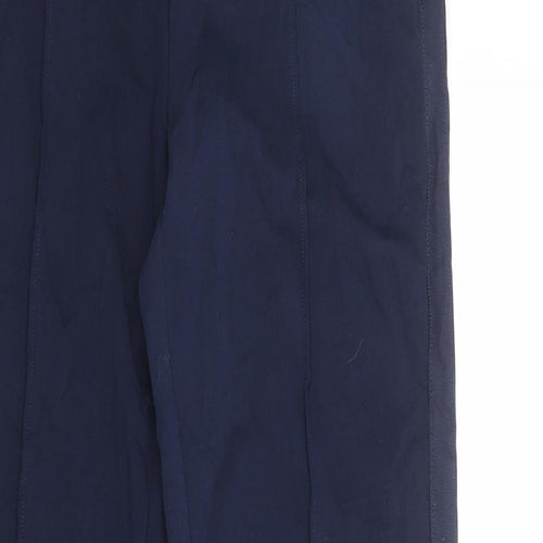 Marks and Spencer Womens Blue Cotton Trousers Size 8 Regular Drawstring - Zipped Pockets