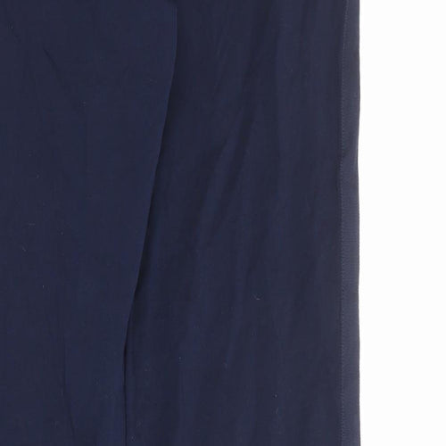Marks and Spencer Womens Blue Cotton Trousers Size 8 Regular Drawstring - Zipped Pockets