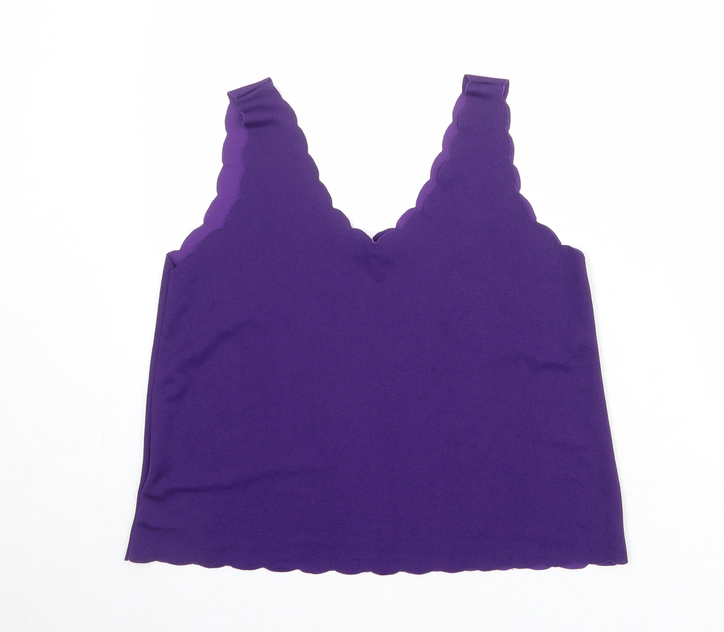 Liquid Womens Purple Polyester Camisole Tank Size M V-Neck - Size M-L Scallop Trim