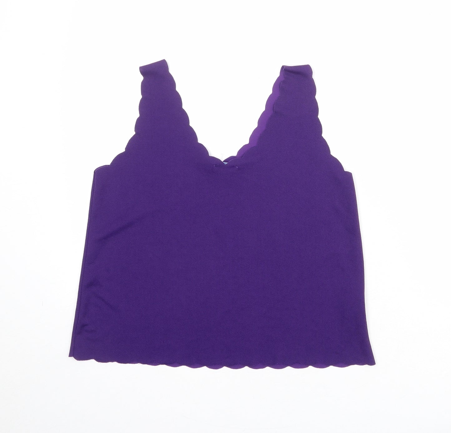 Liquid Womens Purple Polyester Camisole Tank Size M V-Neck - Size M-L Scallop Trim