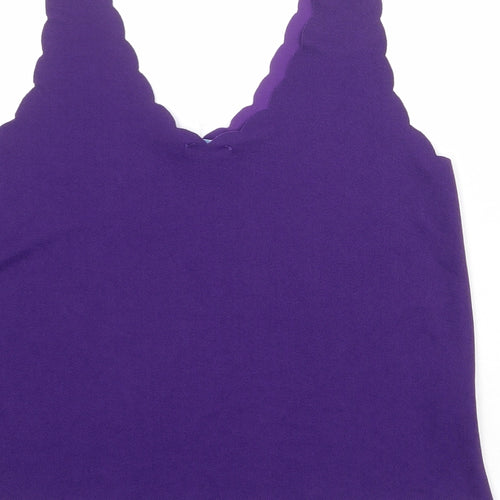 Liquid Womens Purple Polyester Camisole Tank Size M V-Neck - Size M-L Scallop Trim
