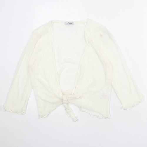 Simply Stockshop Womens Ivory V-Neck Acrylic Cardigan Jumper Size S