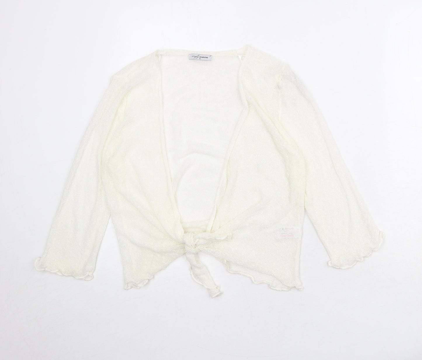 Simply Stockshop Womens Ivory V-Neck Acrylic Cardigan Jumper Size S