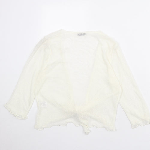 Simply Stockshop Womens Ivory V-Neck Acrylic Cardigan Jumper Size S