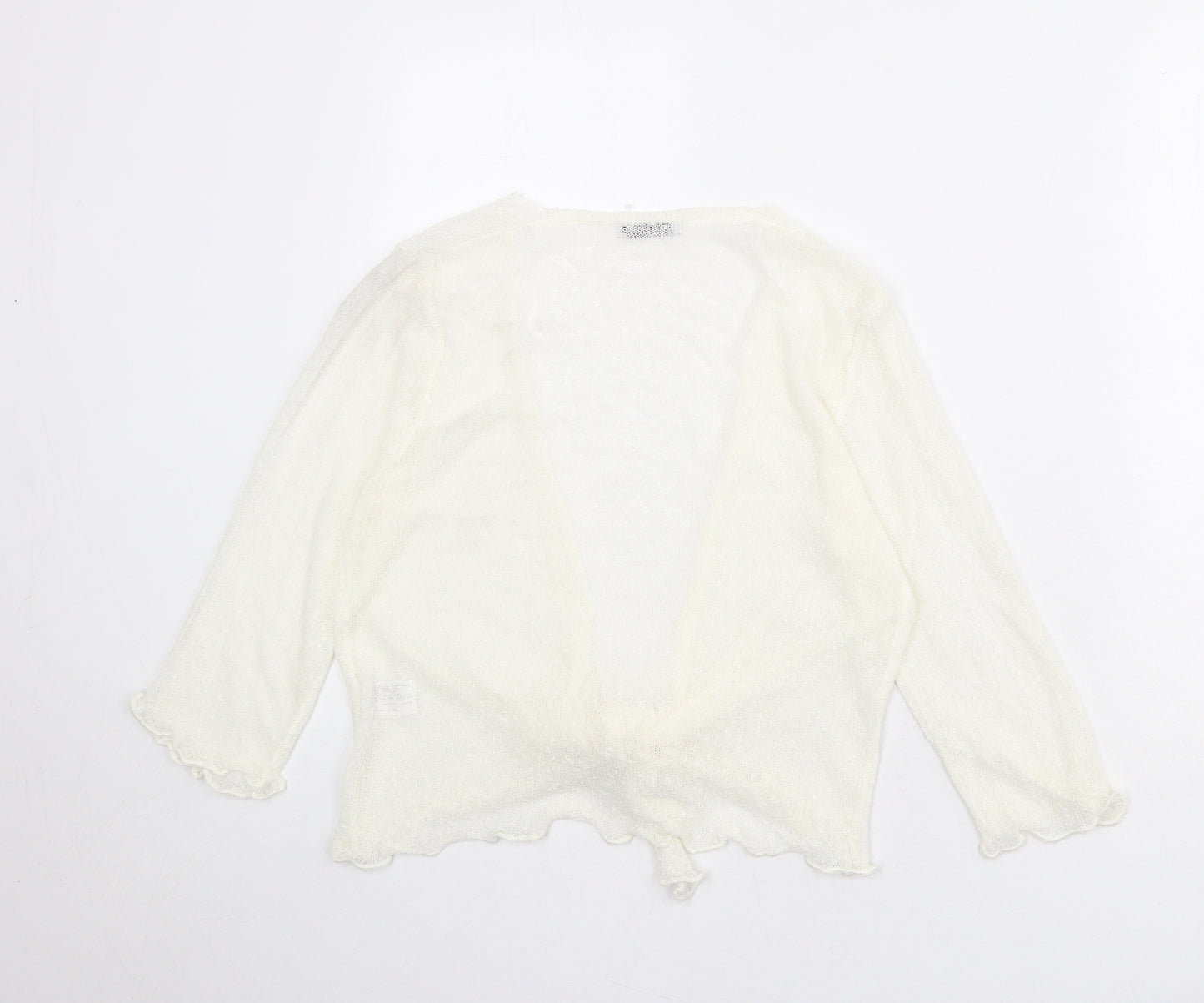 Simply Stockshop Womens Ivory V-Neck Acrylic Cardigan Jumper Size S
