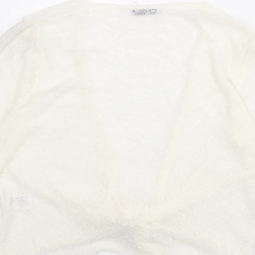 Simply Stockshop Womens Ivory V-Neck Acrylic Cardigan Jumper Size S