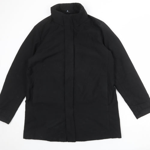 Uniqlo Mens Black Overcoat Coat Size M Zip